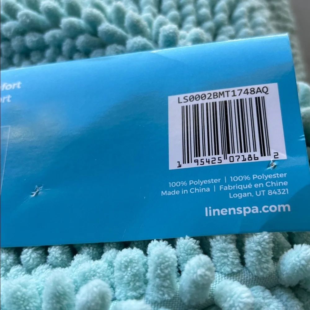 Winston Porter Linenspa Chenille Bath Mat, Aqua, 17